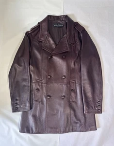 Dolce & Gabbana Men’s Lambskin Double-breasted Trench Coat Burgundy Size 52 VTG - Picture 1 of 24
