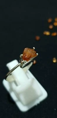Spessartine Mandarin Garnet Raw Garnet Ring Sterling Silver Ring 2.80cts Garnet. - Изображение 1 из 4