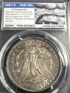 1887-O Vam 30A Pcgs Au53 Morgan Dollar Clashed Die Vss - Picture 1 of 5