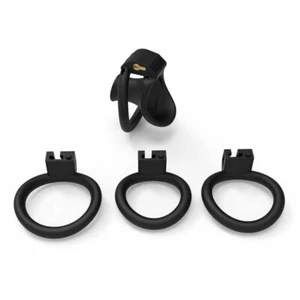2025 SM Negative Male Chastity Cage Sissy Cock Cage with 4 Size Penis Rings BDSM - Picture 1 of 16