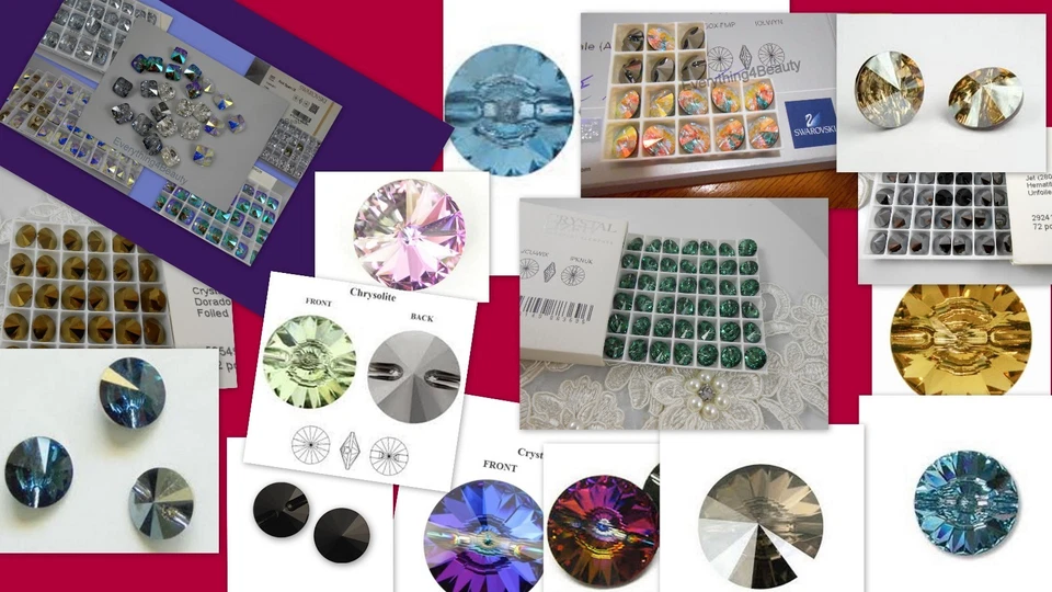 Swarovski Knöpfe zum Aufnähen 3015 3009 rund eckig Polster Tufting Kristall  - Bild 1 von 1