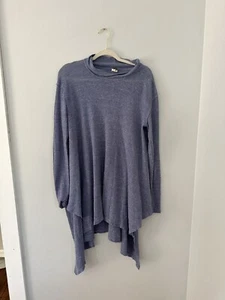 We the Free Free People Size S Blue Mock Cowl Neck Lightweight Waffle Knit Dress - Picture 1 of 8
