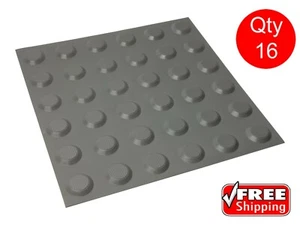 16 TACTILE GROUND INDICATOR GREY BLIND WARNING DOTS SAFETY SURFACE SELF ADHESIVE - Picture 1 of 6
