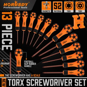13Pc Magnetic Torx Screwdriver Set Tamper Proof Star Key Anti-Slip Handle T5-T40 - Picture 1 of 11