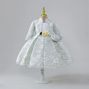 Light Green Floral Embossed 3-Piece Elegant Outfit - Age Guide 6-7yrs - Picture 1 of 12