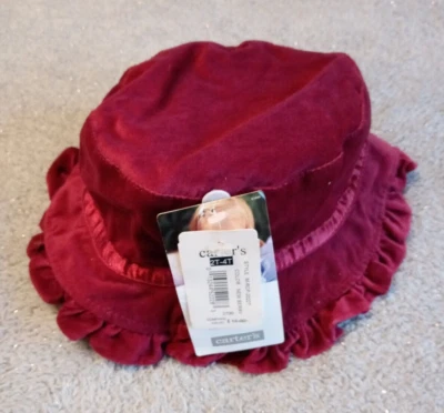 Niña CARTER'S Terciopelo Look & Feel Nuevo Color Baya Vestido Sombrero Talla 2T-4T - Nuevo Con Etiquetas Foto 1 de 3