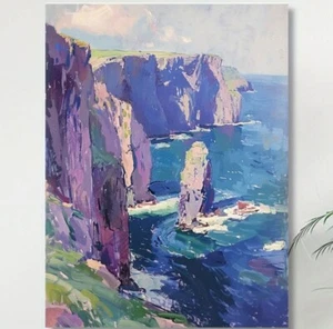 Art Canvas Cliffs of Moher Ireland Unframed 12x16 inch Seascape Print on Canvas - Picture 1 of 2