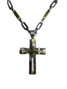 New Christian Stainless Steel Religions Cross Necklace Chain & Pendant - Imagen 1 de 1