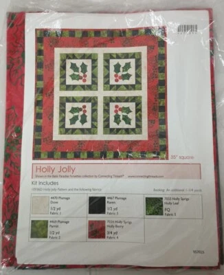 Connecting Threads Holly Jolly Christmas 35" Wall Quilt Pattern Kit 5 Fabric Set - Image 1 of 4