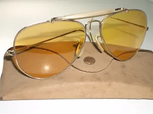 1960's 58 14MM B&L RAY-BAN 12K GF ALL-WEATHER AMBERMATIC OUTDOORSMAN SUNGLASSES - Picture 1 of 11