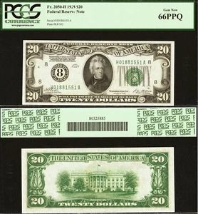 1928 $20 Federal Reserve Note PCGS Gem 66PPQ - St Louis - Fr 2050-H - Picture 1 of 3