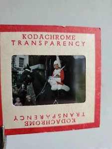 Vintage Red Border KODACHROME Slide " QUEEN'S GUARD " on Horse  London, England - Picture 1 of 5