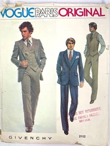 Vogue Pattern 2112 Paris Original Givenchy Mens Jacket Vest Pants Size 44 Uncut - Picture 1 of 4