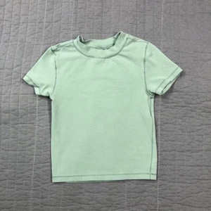 Yogalicious Girls T Shirt Girl Small 7/8 Green Cotton Blend Stretch Active Yoga - Picture 1 of 24