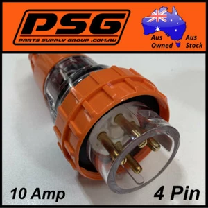 10 AMP 3 Phase 4 Pin Straight Extension Plug Top Industrial Electrical IP56 IP66 - Picture 1 of 5