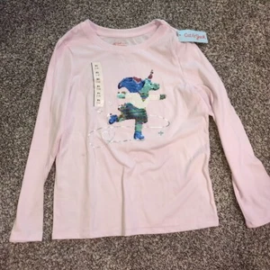 NEW Cat & Jack Pink Long Sleeve T-Shirt Sequin Design XL 14 Skating Unicorn - Picture 1 of 5