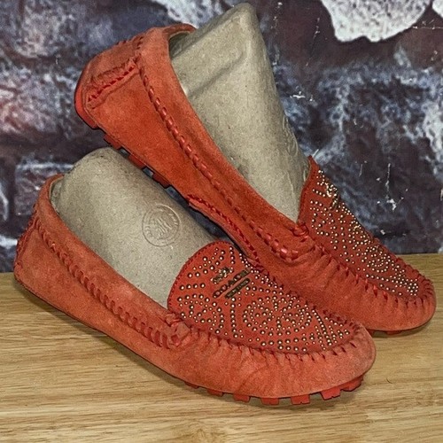 Mocassini da guida COACH Alana mocassino corallo oro impreziositi scarpe imbottite 6 5B