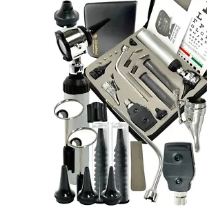 Diagnostica ENT (orecchio, naso e gola), otoscopio, set oftalmoscopio con custodia con cerniera NUOVO - Foto 1 di 9