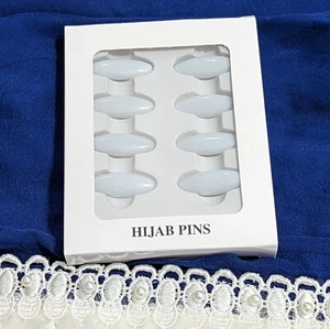 Xcellence 8 Piezas Blanco Forma Ovalada Mujeres Musulmanas Hijab Bufanda Seguridad Prendedores Clip - Imagen 1 de 3