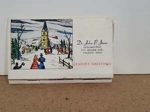 1940's Optometrist Christmas Promotion Silicone Treated Tissue Winter Church - Picture 1 of 5