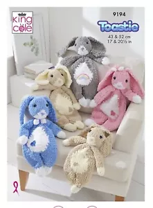 King Cole 9194 - Bunny Rabbit Knitting Pattern – Small and Large Sized Bunnies - Picture 1 of 2