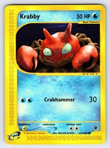 Krabby 115/165 2002 Expedition Base Set Pokemon Card Vintage WOTC Common - VLP - Picture 1 of 2