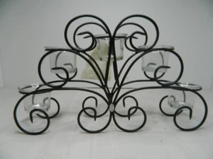 Home Elements Wire Candle Holder w/5 Glass Votives 13.25"LX 8"HX 3"W Open Box - Picture 1 of 14