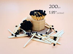 200 schwarze Spitzen Naturholzstäbchen Hochzeit Kerze Glas Geschenkkorb 1,95" Streichhölzer - Bild 1 von 13