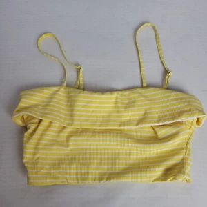 Onia Bikini Top Small Yellow White Striped Ribbed Wireless Adjustable Straps - Picture 1 of 9