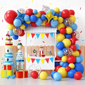 120 Pc Carnival Balloon Garland Arch Kit with Red, Blue, Yellow for Party Decor - Picture 1 of 12