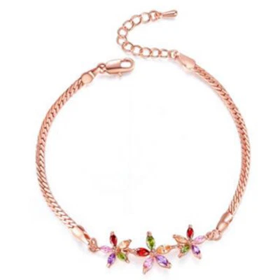 Dulce Regalo San Valentín Corte Redondo Topacio Fuego Blanco Chapado en Oro Rosa Pulsera Foto 1 de 4