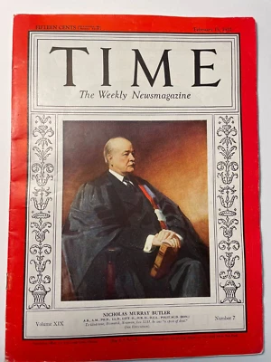 VINTAGE TIME MAGAZINE FEBRUARY 15 1932 NICHOLAS MURRAY BUTLER - Image 1 of 4