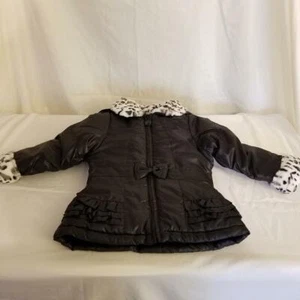 LONDON FOG SCHWARZE GEFÜTTERTE MÄDCHENJACKE MIT KAPUZE GRÖSSE S/4 KUNSTFELL NEU MIT ETIKETT - Bild 1 von 7