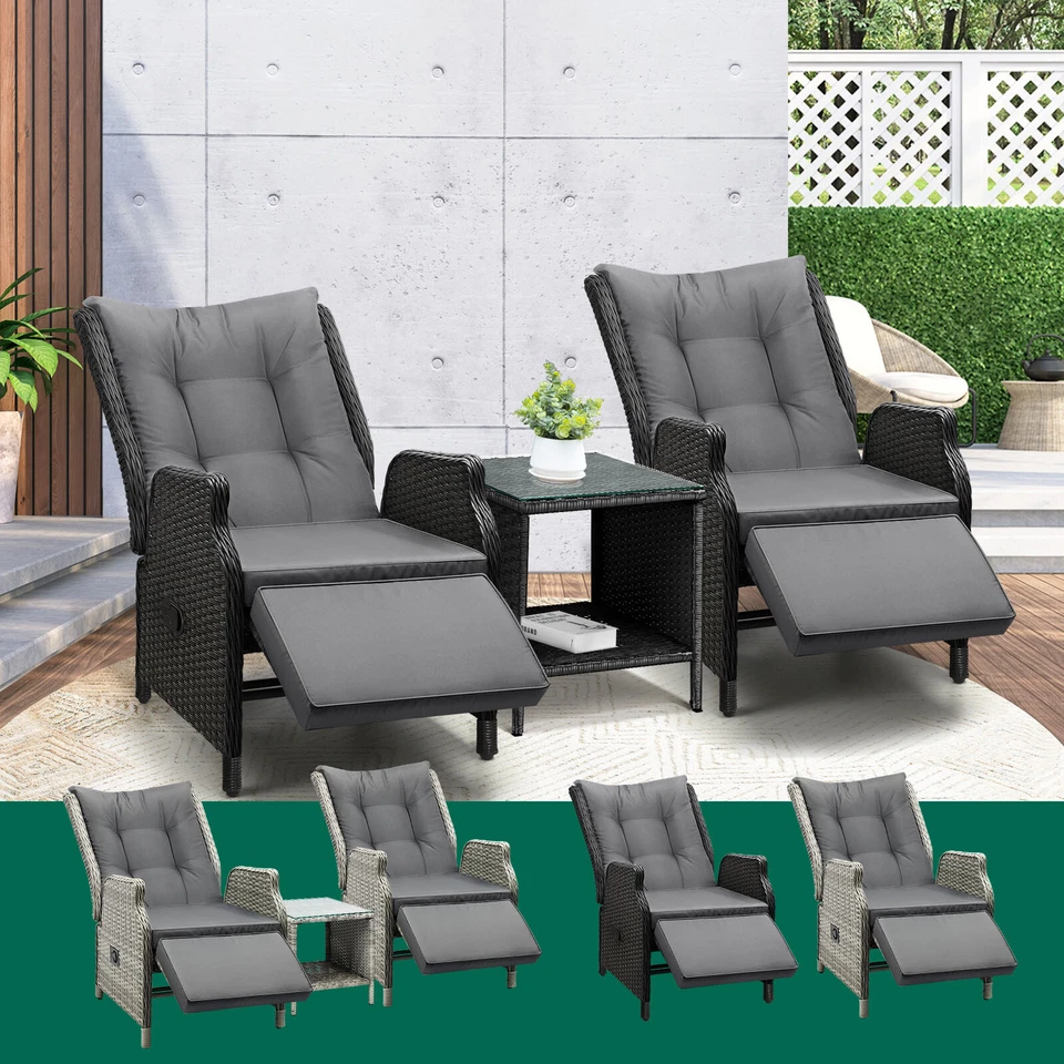 Livsip Recliner Chairs Sun Lounge Outdoor Furniture Wicker Sofa Set Patio Garden - image 1 of 4