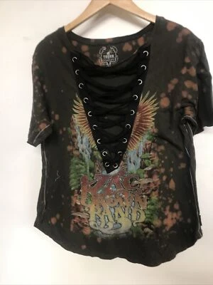 Camiseta TRUNK LTD Para Mujer Gris y Naranja ZAC BROWN BAND con Encaje Talla Mediana Foto 1 de 4