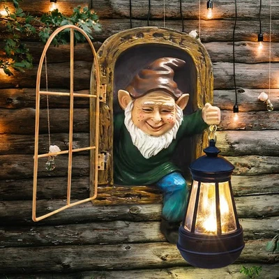Caprichosos gnomos de jardín de hadas con luces solares-10 elfos fuera de la puerta árbol abrazo... Foto 1 de 4