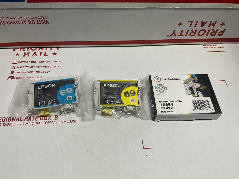 NEW SEALED Epson/LD Yellow / Cyan 69 Ink Cartridge T0694 , T0692 - Image 1 of 1