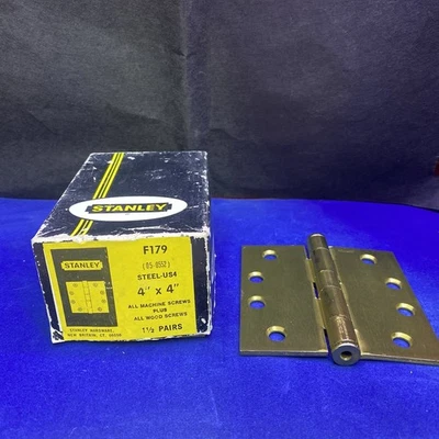 Stanley Hardware Door Hinges F179 Steel Satin Finish 4"X4" In Box w/ Screws 3PK - Image 1 of 3