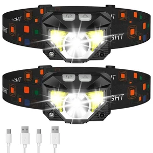 Paquete de 2 faros LED LHKNL: recargables, sensor de movimiento, 8 modos, impermeables - Imagen 1 de 6