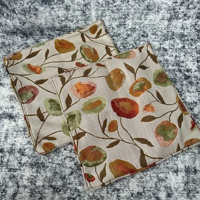 Set of 2 Large 18" Cottagecore Floral Autumn Jacquard Pillow Covers Cases Decor - Image 1 of 4