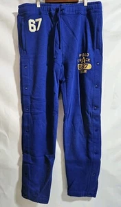 Polo Ralph Lauren Mens Blue 67 Logo Button Down Cuffed Sweatpants Size L - Picture 1 of 13