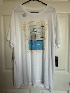 the nike t Dri-FIT Hoop Bsktbll MEN’S T-Shirt White/Blue/Yellow NWT XXl - Picture 1 of 8