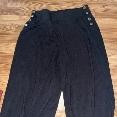 Halston Womens Knit Flared Wide Leg Pants Size L Black Pull-On Stretch Comfort - Image 1 of 4