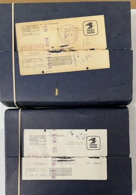 Lot of 5 1971-S Brown Ike Silver Dollars in 2 Original Mint Shipping Boxes - Image 1 of 4