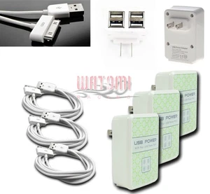 3X 4 USB-ANSCHLÜSSE HEIMWANDADAPTER + 6 FUSS KABEL NETZTEIL WEISS GALAXY TAB HINWEIS - Bild 1 von 1