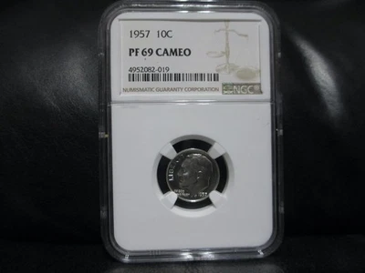 1957 PF-69 CAMEO ROOSEVELT SILVER DIME  NGC - Image 1 of 2