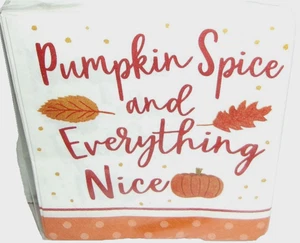 Fall Dessert Napkins ~PUMPKIN SPICY ~ 36 ct. ~ 2 Ply~9 4/5" x 9 3/4" - Picture 1 of 1