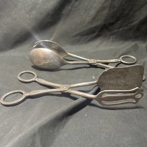 JUEGO DE PINZAS PARA SERVIR PASTELERÍA ENSALADAS PLATEADAS EP Zinc 9" Cuchara de tijera Tenedor Pinza - Imagen 1 de 12