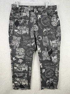 Disturbia Jeans Damen 34 Schwarz Arts Distressed Bestickt Dark Goth Magic - Bild 1 von 9