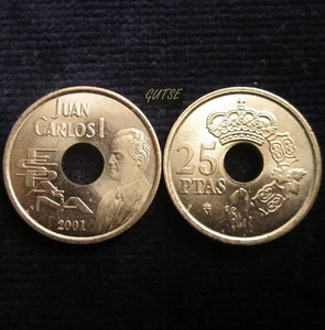 SPAIN, JUAN CARLOS I, 25 PESETAS 2001, "THE KING" ORIGINAL LUSTER, UNCIRCULATED. - Picture 1 of 1